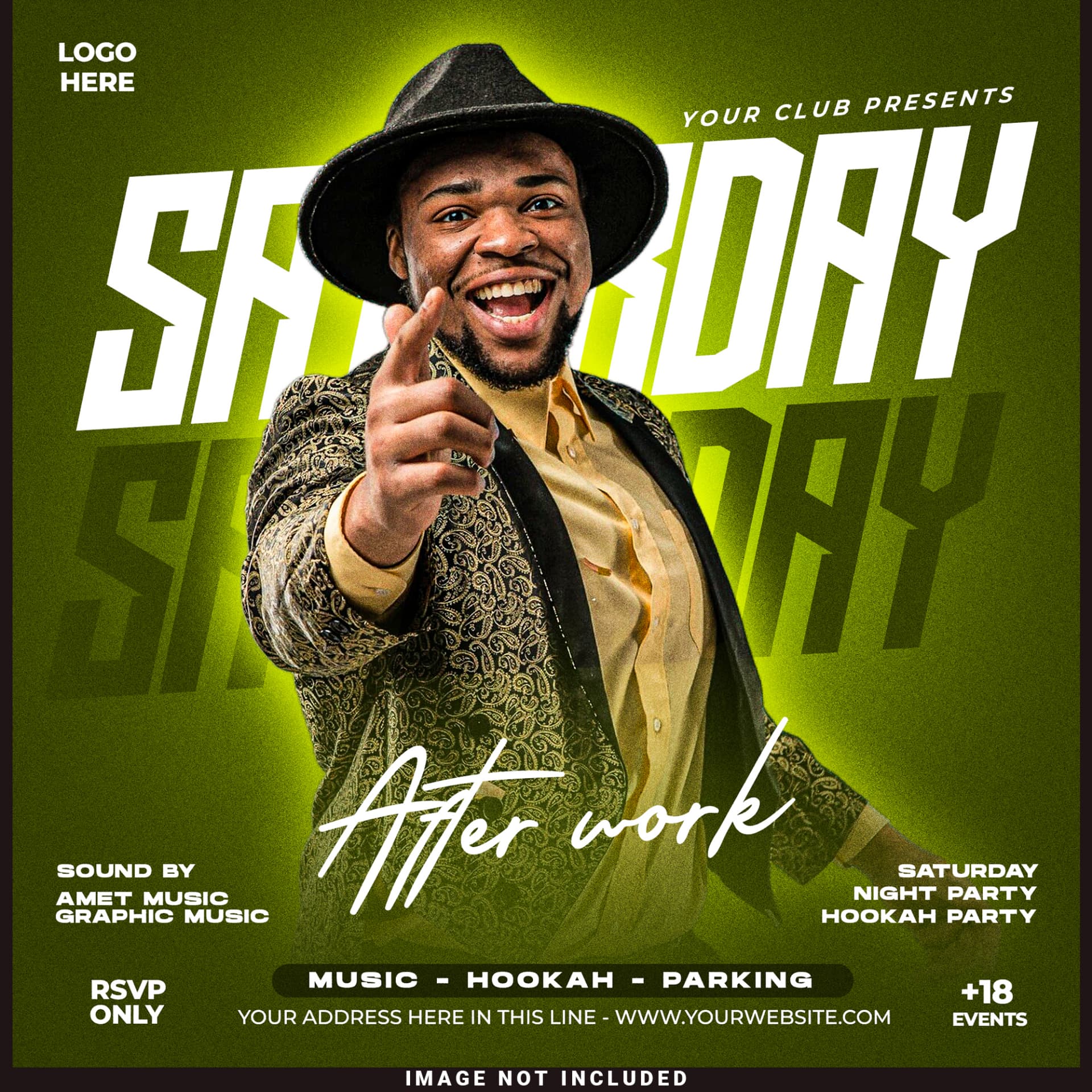 Weekend event flyer design for a hospitality and nightlife venue
